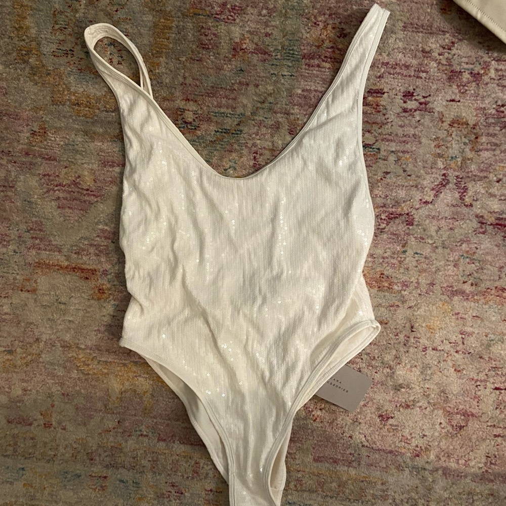 Zara White Sequin Bathing Suit